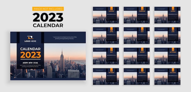 New year 2023 minimal desk calendar print ready template