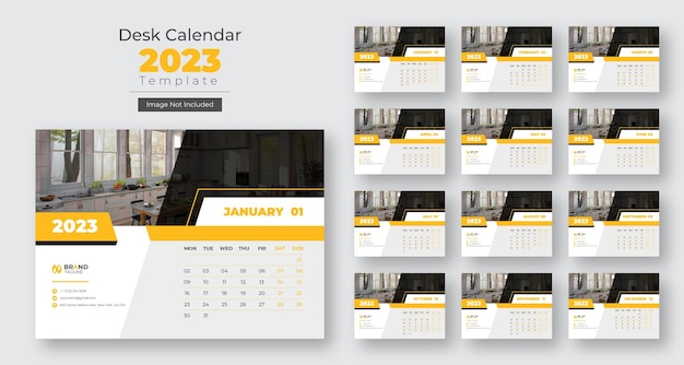 New year 2023 Modern Simple Desk Calendar Design Template