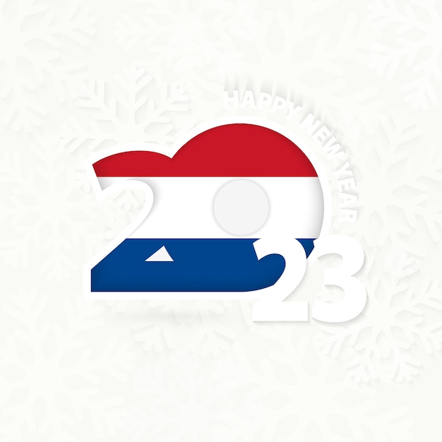 New year 2023 for netherlands on snowflake background