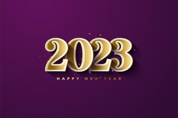 Вектор Новый 2023 год на фиолетовом фоне.