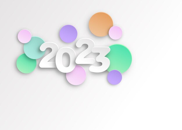 Vector new year 2023 paper cut numbers in delicate colors. decorative greeting card 2023 happy new year