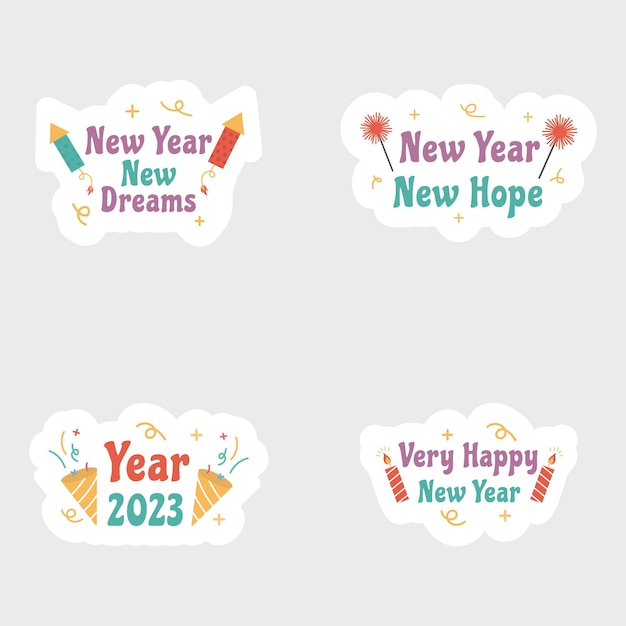new year 2023 party stickers