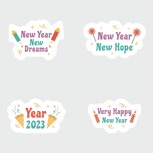 New year 2023 party stickers