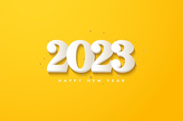 новый 2023 год на красивом желтом фоне.