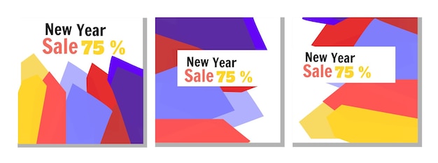 Новогодняя распродажа 2023 года с красочным абстрактным флаером для продвижения в социальных сетях