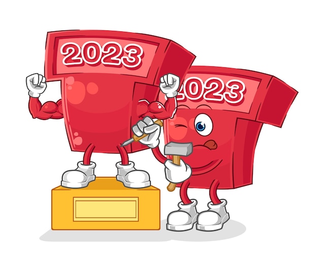 New year 2023 sculptor character cartoon mascot vector