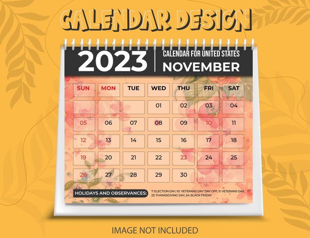 New year 2023 simple clean desk modern annual calendar template