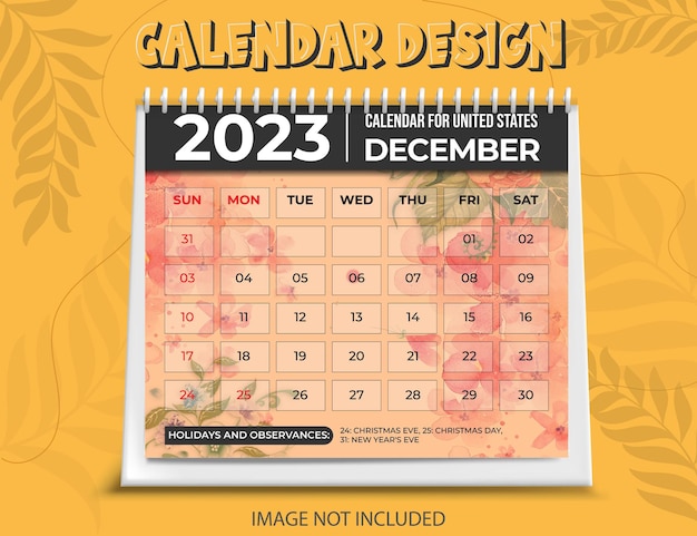 New year 2023 simple clean desk modern annual calendar template