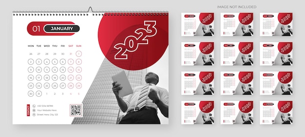 New year 2023 simple desk calendar template