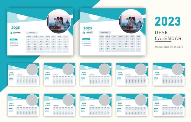 Modello di calendario da tavolo semplice per il nuovo anno 2023