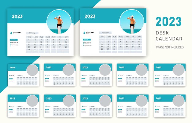 Modello di calendario da tavolo semplice per il nuovo anno 2023