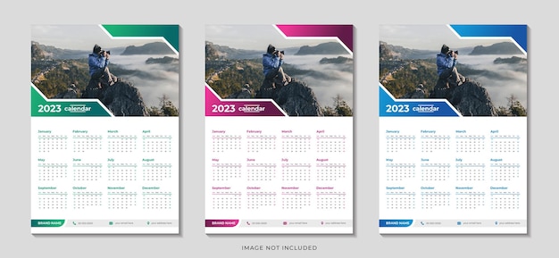 New year 2023 simple wall calendar design template