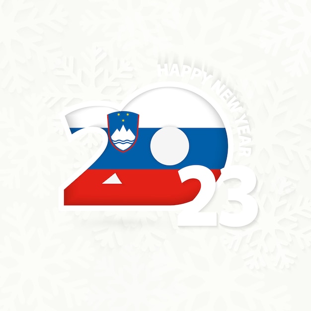 New Year 2023 for Slovenia on snowflake background