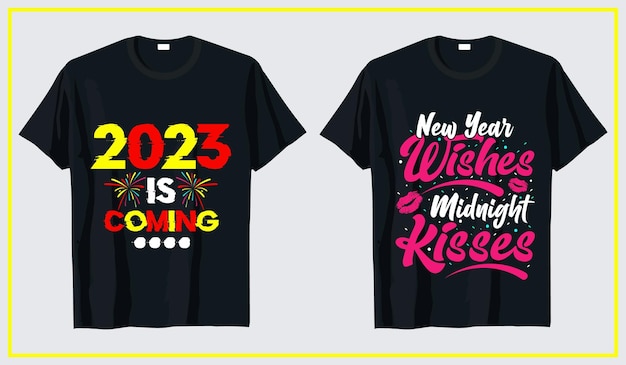 Vettore design t-shirt capodanno 2023, t-shirt tipografia pacchetto capodanno