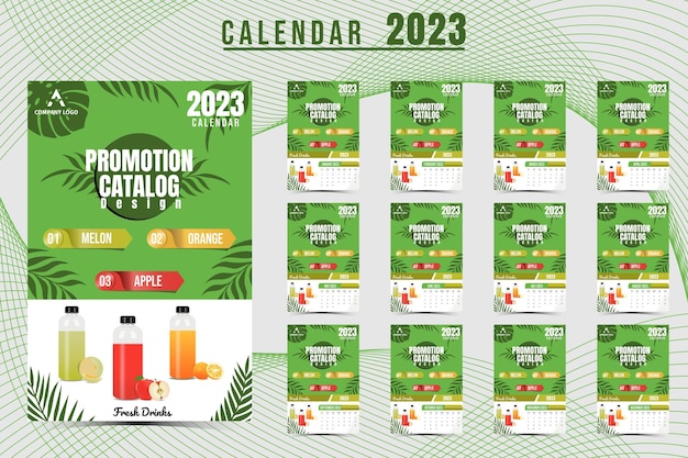 Vettore calendario del modello del nuovo anno 2023