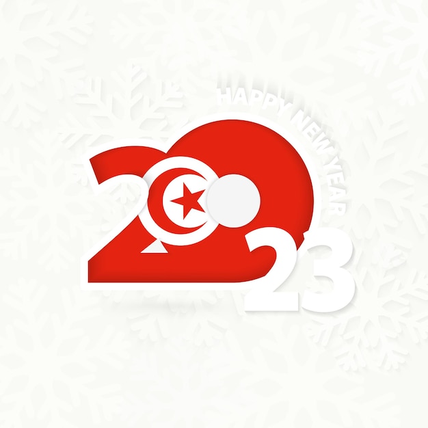 New Year 2023 for Tunisia on snowflake background