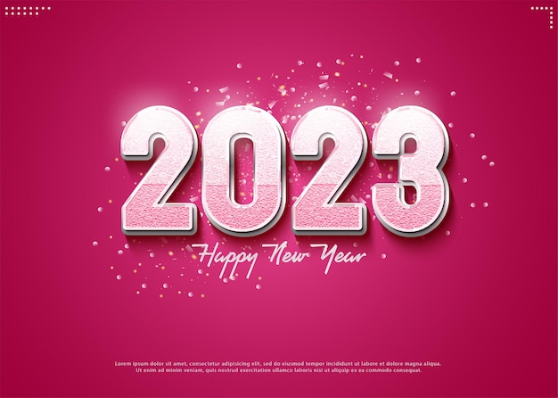 new year 2023 with big realistic 3d numbers.