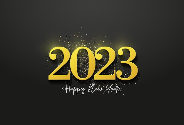 古典的な黄色の数字で2023年の新年。