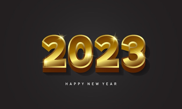 new year 2023 with gold embossed numbers