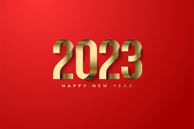 ベクトル 数字の形の金紙で2023年の新年。