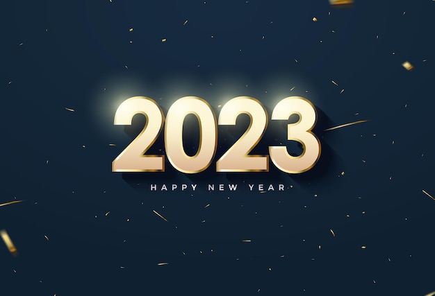 new year 2023 with shiny light effect.