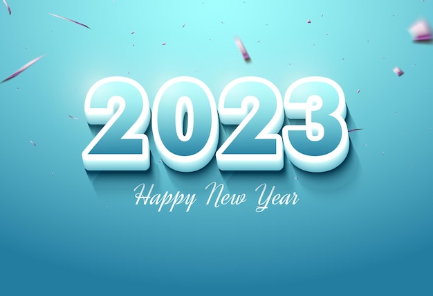 new year 2023 with smooth 3d numbers.