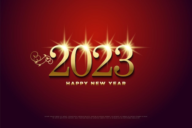 new year 2023 with a touch of shiny light effect over the numbers.