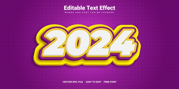 Vector new year 2024 3d editable text effect