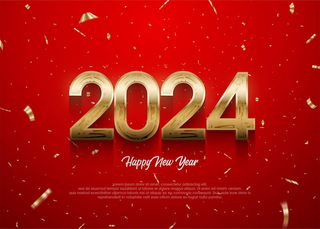 New year 2024 background with shiny gold numbers