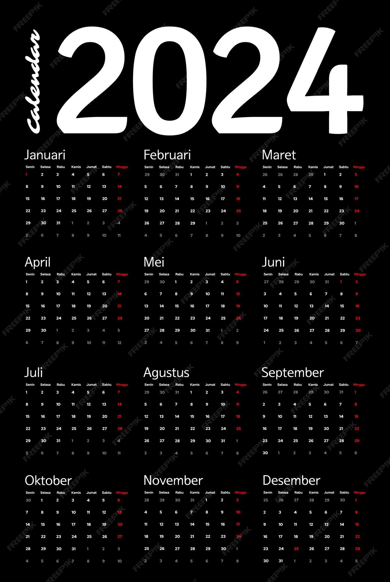 Premium Vector New year 2024 calendar for corporate modern and clean