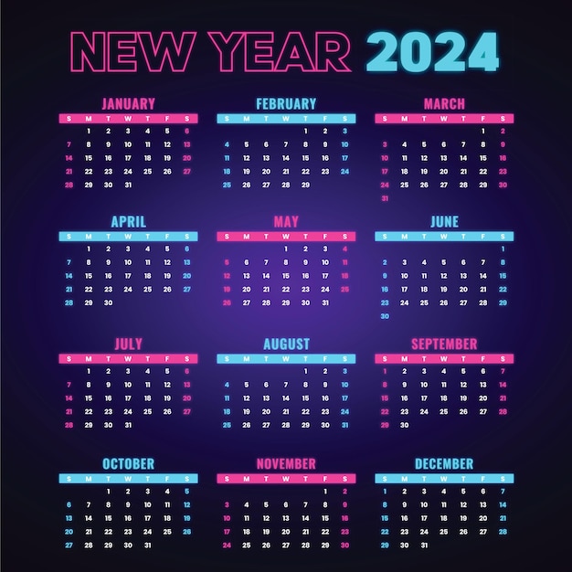 Vector new year 2024 calender