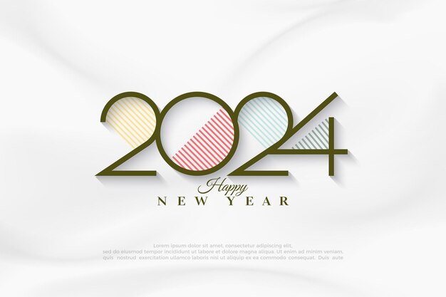 New year 2024 design with brown numerals on white background Premium vector design for poster banner greeting and celebration of happy new year 2024