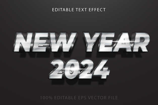 Новый 2024 год редактируемый текстовый эффект 3d современный стиль
