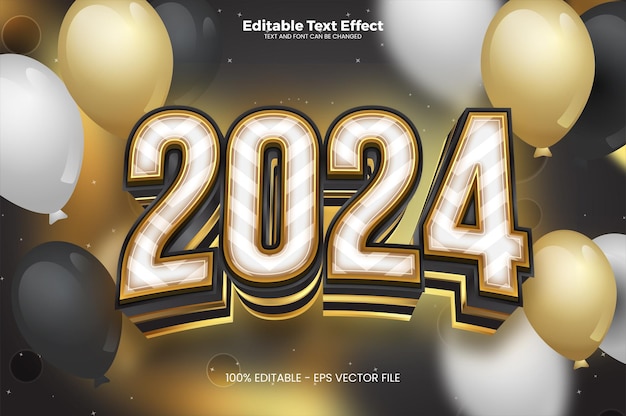 New Year 2024 editable text effect in modern trend style