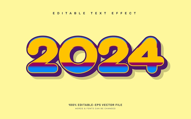 Vector new year 2024 editable text effect template