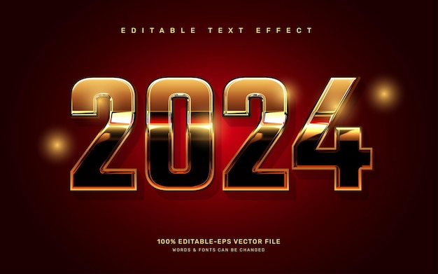 Vector new year 2024 editable text effect template