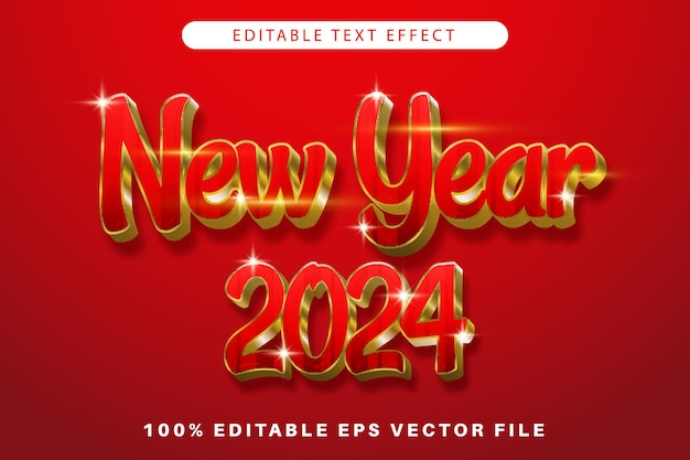 2024 年新年の編集可能なテキスト効果