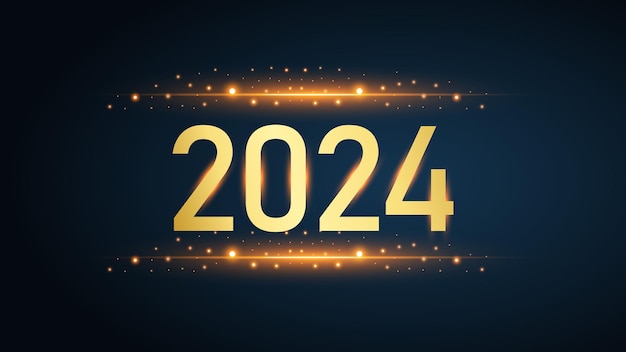 New Year 2024 gold glitters on blue background vector