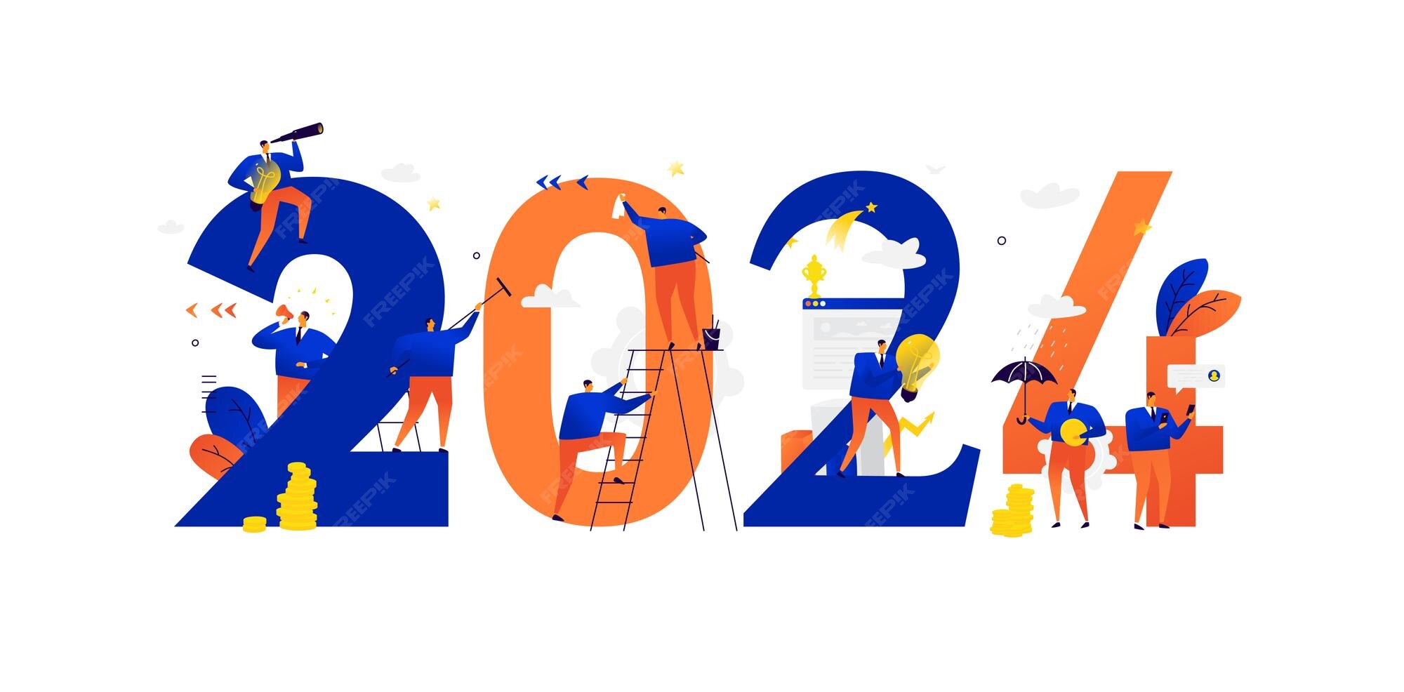 Premium Vector New year 2024 Meeting the new year Business people
