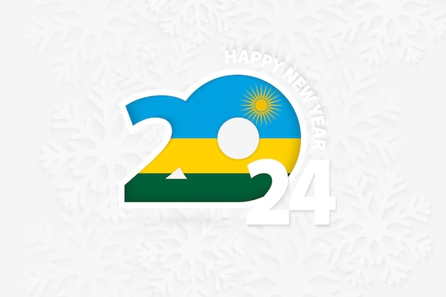 Vector new year 2024 for rwanda on snowflake background