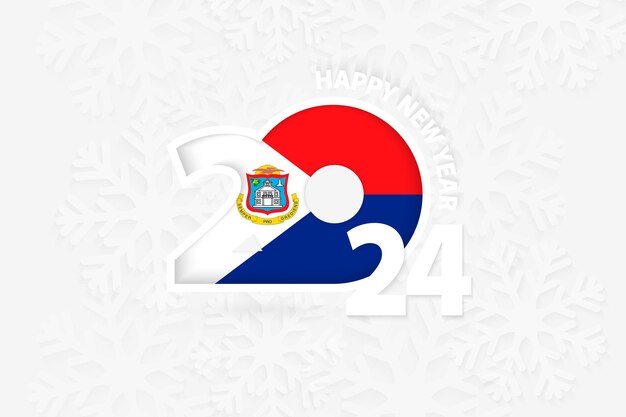 Vector new year 2024 for sint maarten on snowflake background