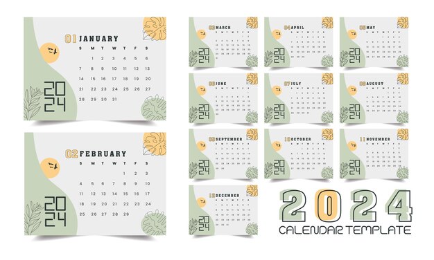 The new year 2024 stylish desk calendar design