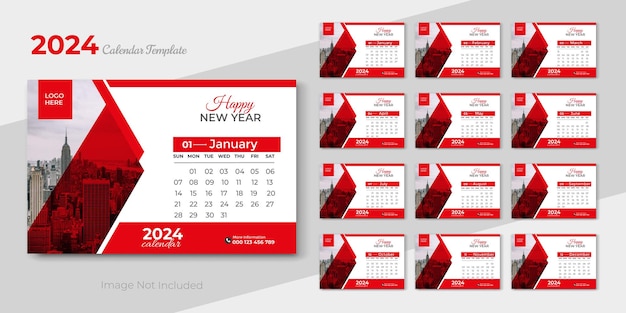 New year 2024 stylish desk calendar geometric design