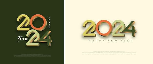 Новый год 2024 Векторный дизайн с красочным 3D номером Premium Vector Illustration to Banner Poster Calendar and Happy New Year 2024