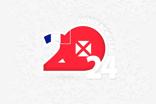 New Year 2024 for Wallis and Futuna on snowflake background