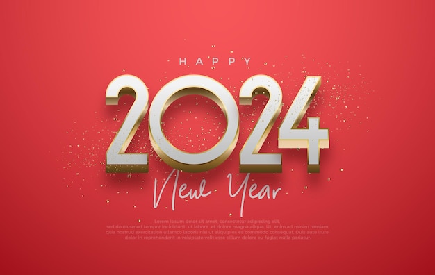 New Year 2024 with 3D Elegant Shiny luxury gold in a black background Premium vector design for greetings and celebration of Happy New Year 2024