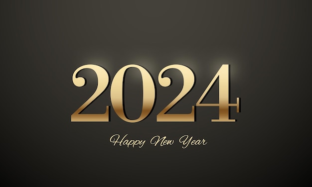 new year 2024 with metallic golden numerals