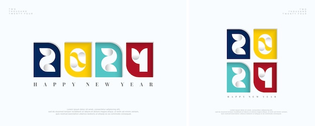 Vector new year 2024 with unique number design greeting concept for 2024 new year celebration