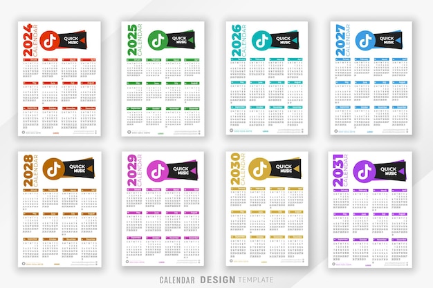New year 24 calendar and colorful abstract business template design