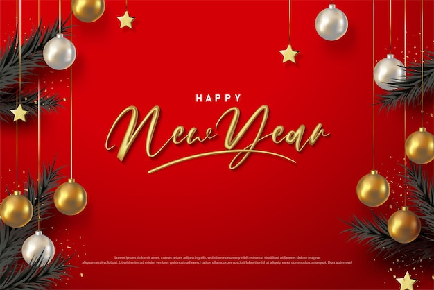 New year 3D realistic background with gold letters